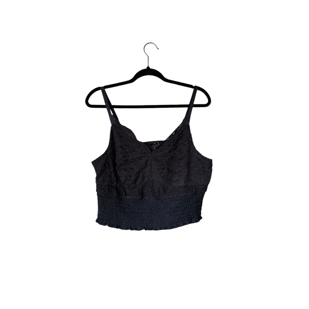 Torrid Black Lace Smocked Goth Crop Top Size‎ 0 (L / 12) NWT